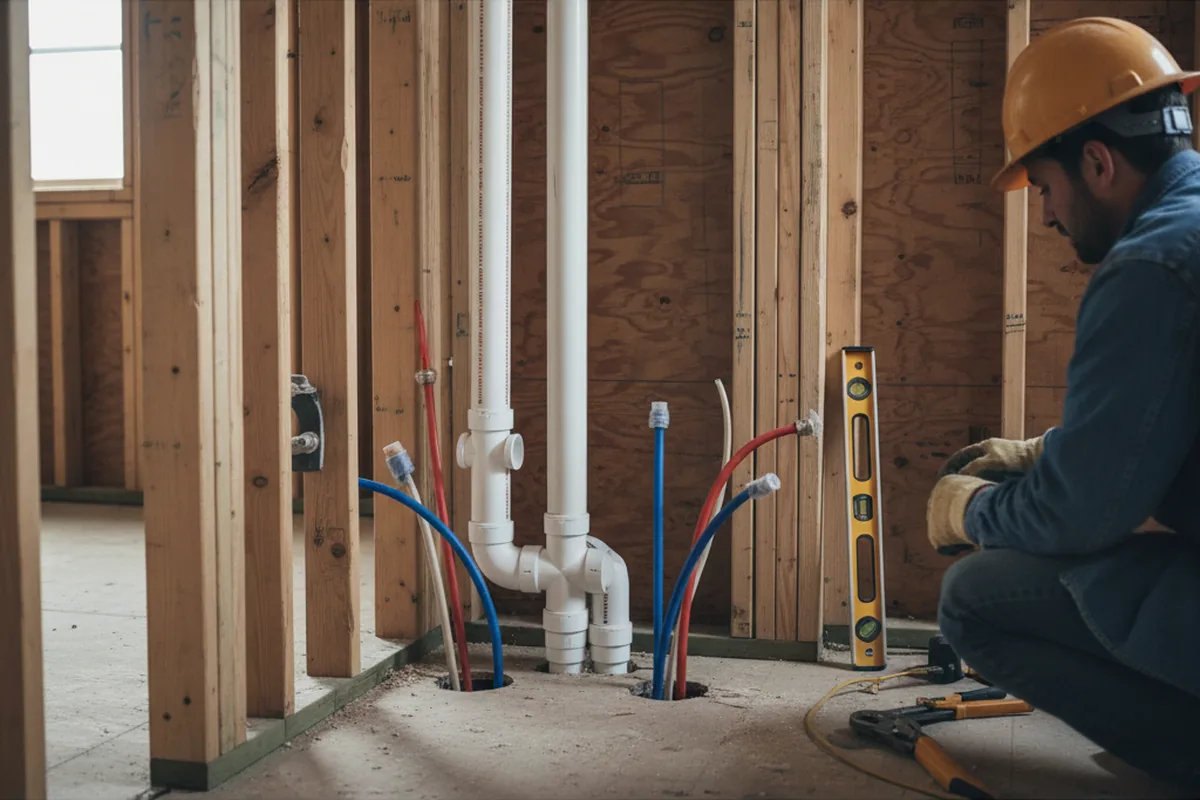 Drain and supply rough-in during Leak Detection in Canyon